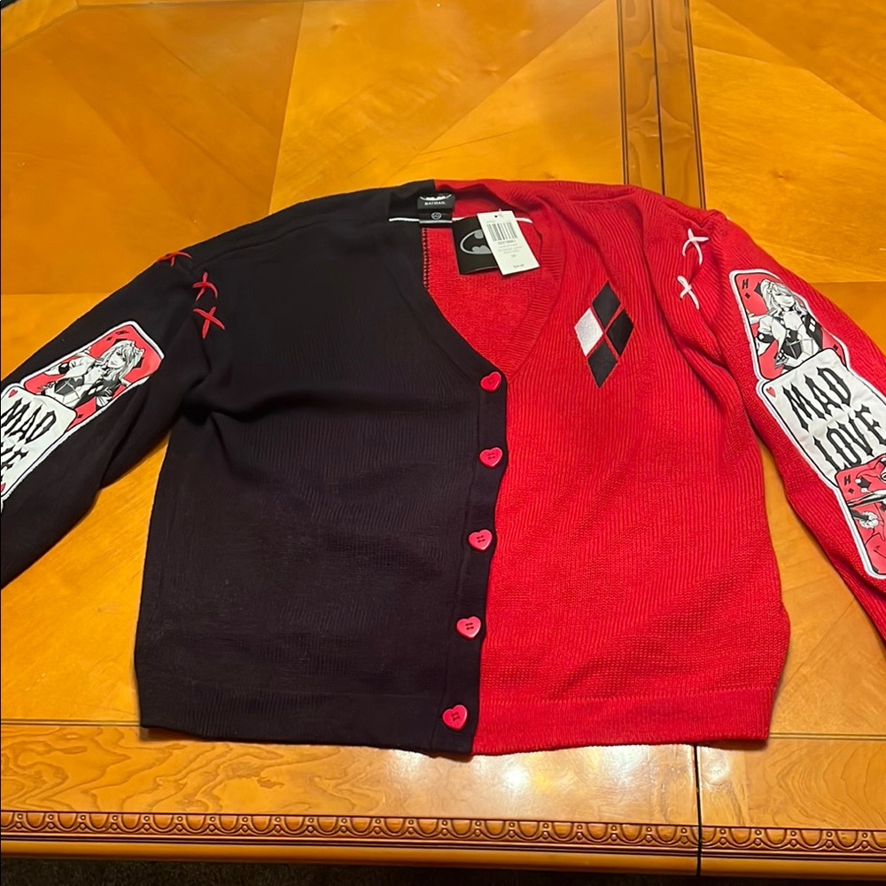 Harley Quinn Red and Black Sweater